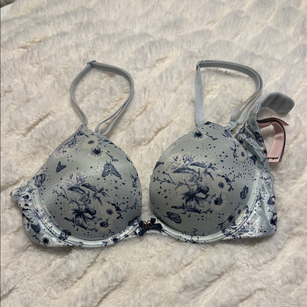 Victoria Secret Floral Print Underwire Bra - Blue 32B